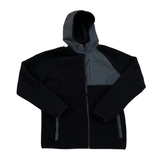 Old Navy Active Fleece Sherpa Hooded Jacket Black Men's Size S - Picture 1 of 5